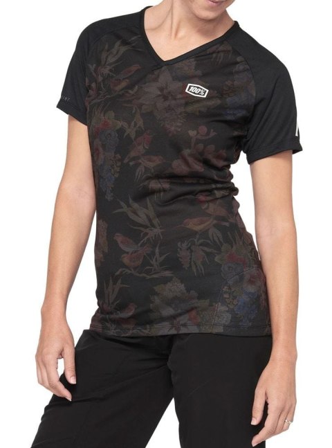 Koszulka 100% Airmatic Jersey Krótki Rękaw Black Floral Damska (M)
