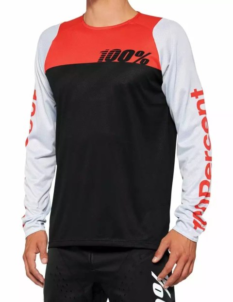 Koszulka 100% R-Core Longsleeve Black Racer Red (S)