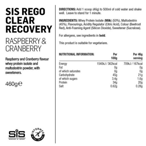 SIS Rego Clear Recovery Powder Raspberry & Cranberry 460g