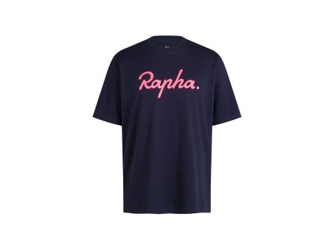 Shirt Rapha Logo Tee X-Large Navy/Visibility Pink