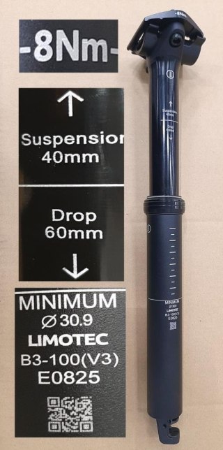 Sztyca SUSP. DROPPER B3 V2 ALLOY 30.9 345 T1: 40MM T2:60MM SAND BLK WO/LOGO WO/LEVER