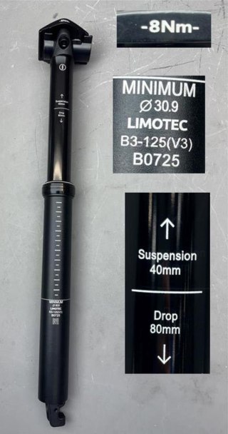 Sztyca SUSP. DROPPER B3 V2 ALLOY 30.9 402 T1: 40MM T2:80MM SAND BLK WO/LOGO WO/LEVER