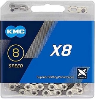 Łańcuch 7-8rz. / 114L / spinka / KMC X8 SL-GY/BO