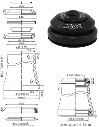 Stery zintegr. 1,5"-1-1/8" / IS42/52 / NECO H373S